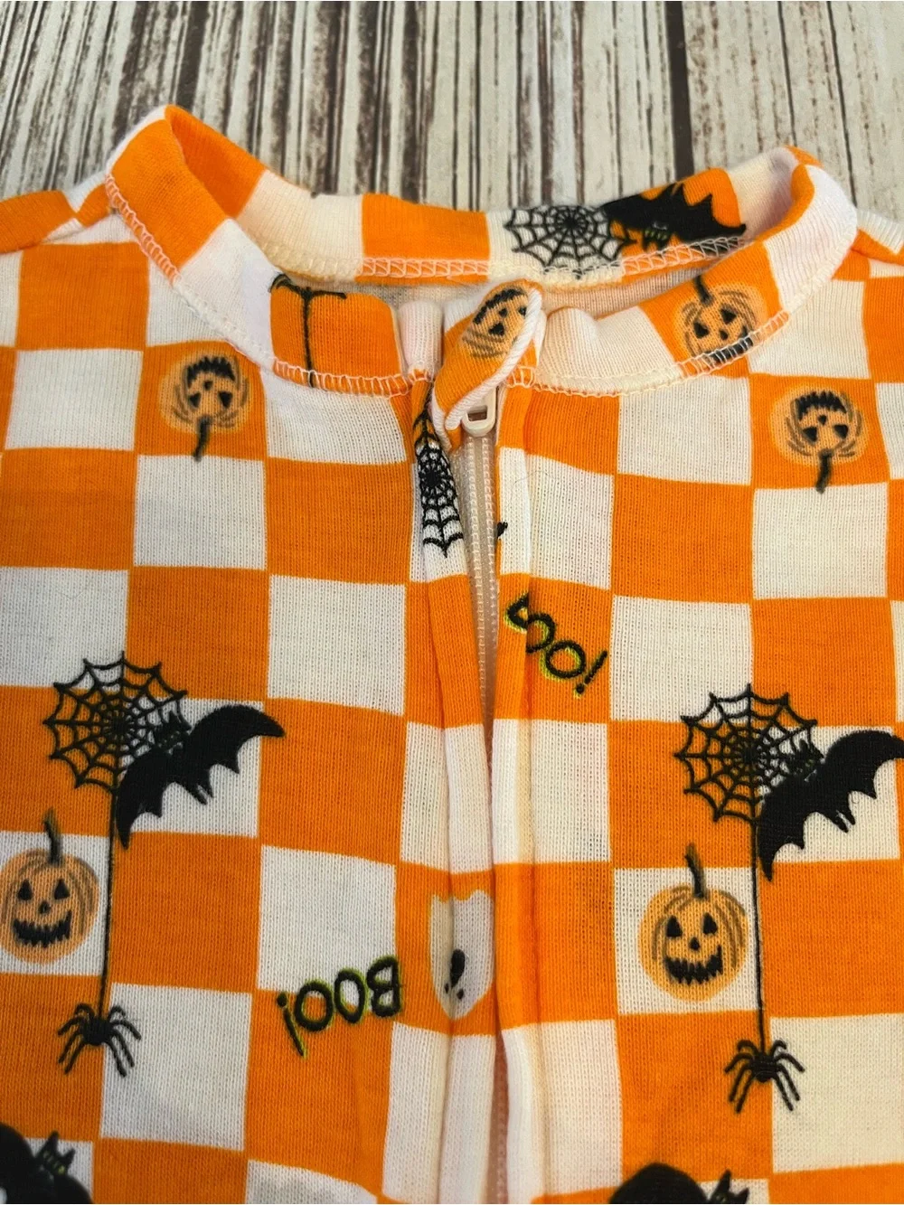 Halloween Checked Footed Pajamas Romper Boy's 3-6 Months Old Navy Fall Wear